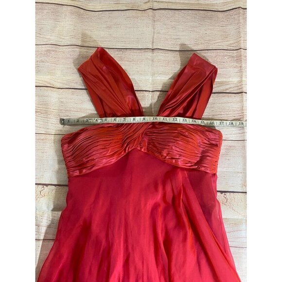 Teri Jon By Ricki Freeman Women's Red Silk Cocktail Dress - 8 - Picture 11 of 16